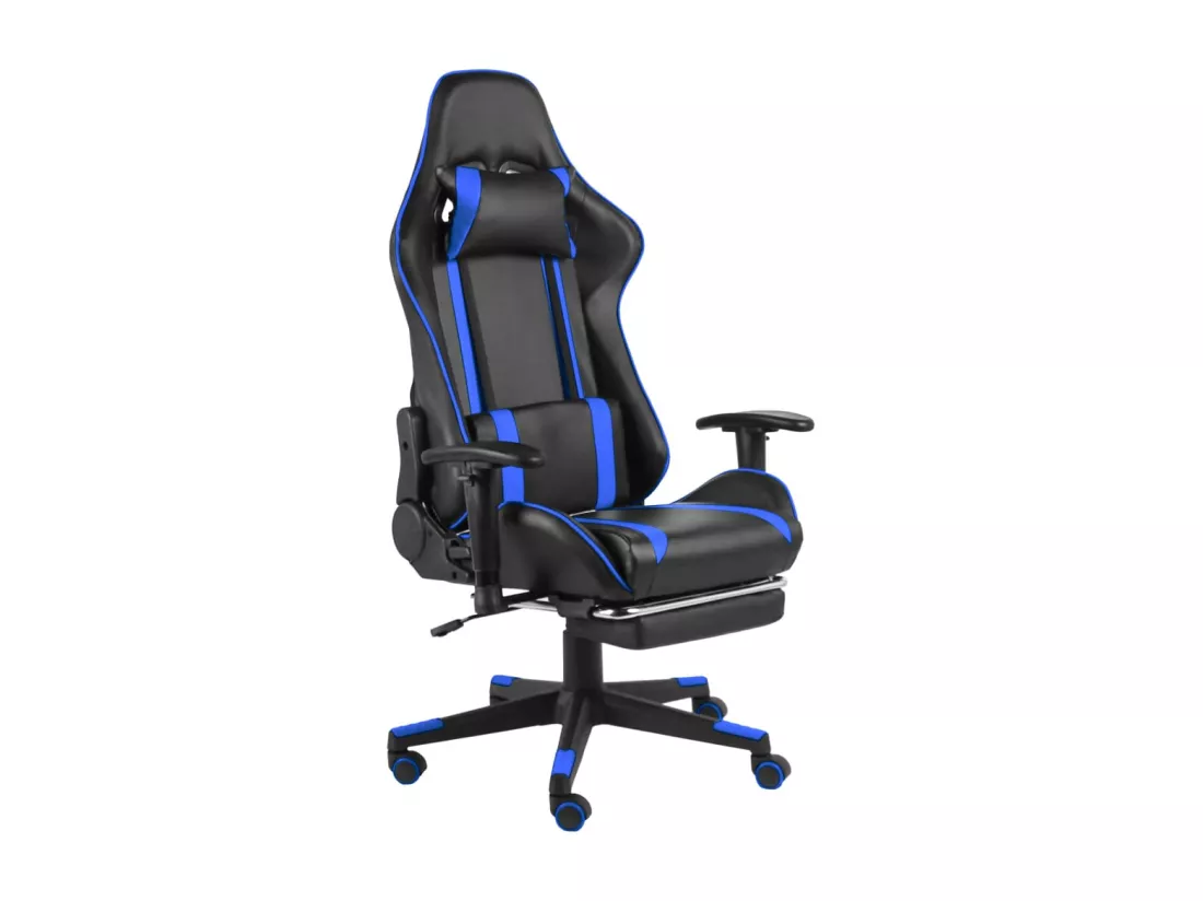 Chaise de jeu pivotante avec repose-pied Bleu PVC