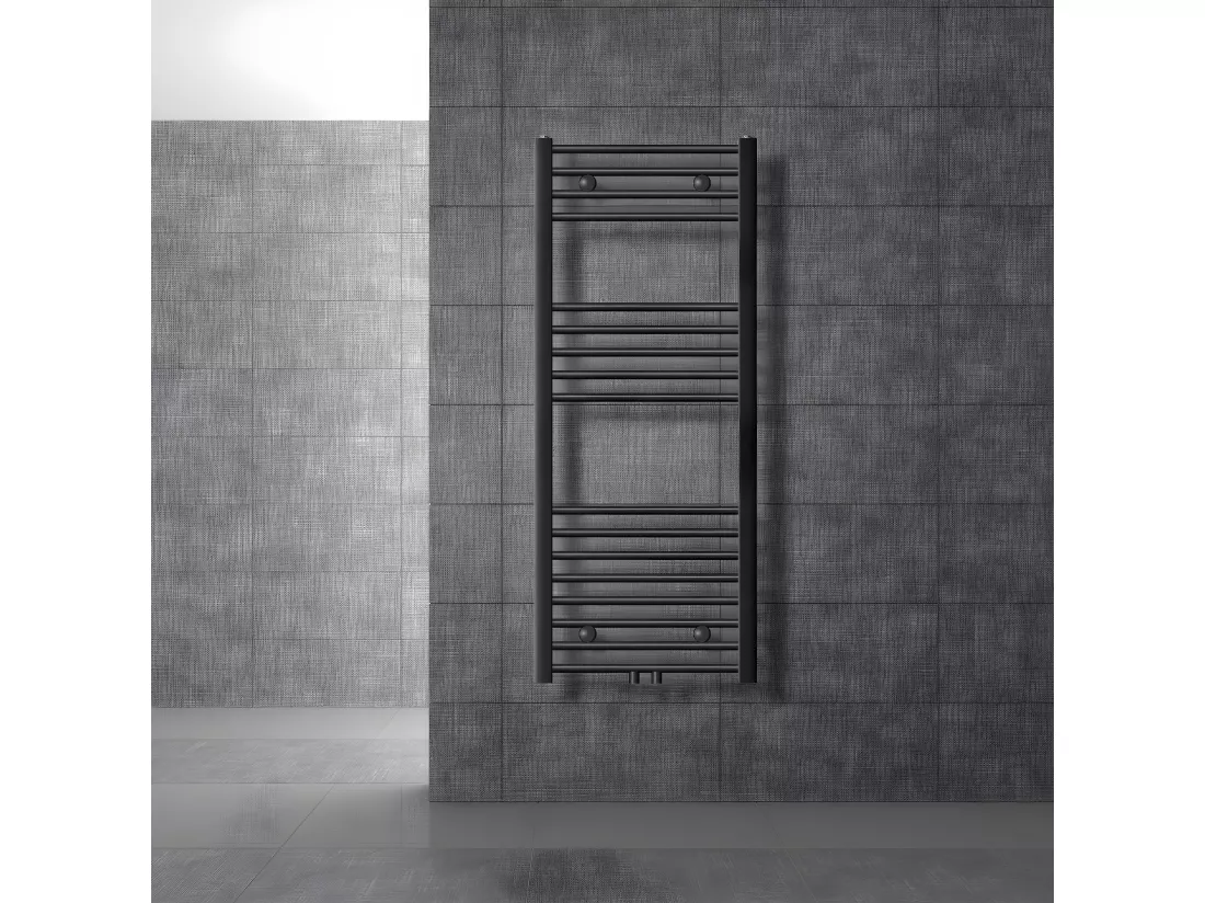 Radiateur sèche-serviette forme droite anthracite connexion central 50x120 cm
