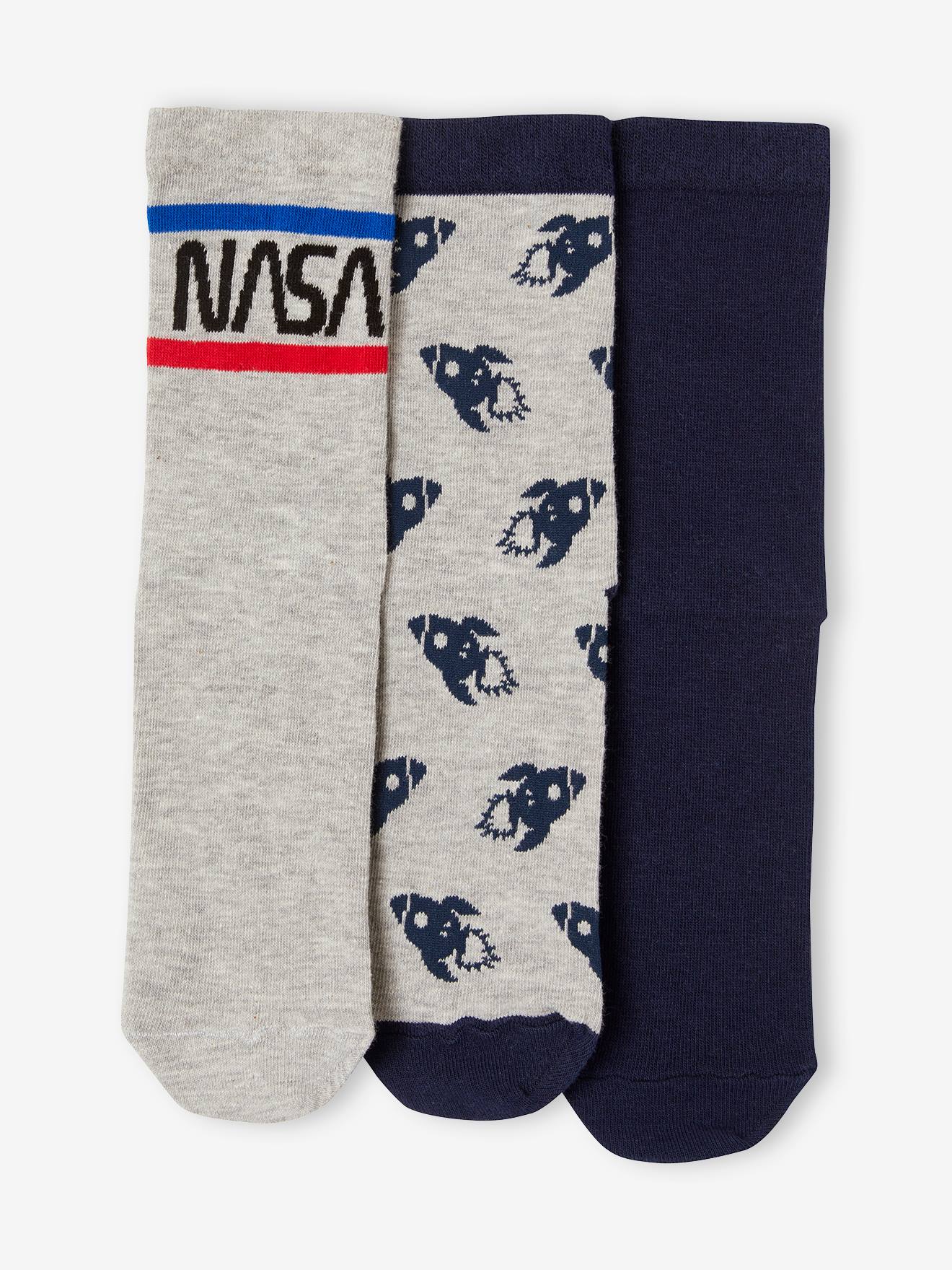 Pacote com 3 pares de meias lisas azul-escuras da NASA®