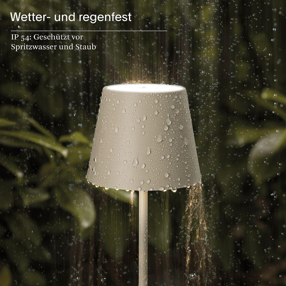 SIGOR Nuindie Stehleuchte - Dimmbare LED Akku-Stehlampe Indoor & Outdoor, IP54 spritzwassergeschützt, Höhe 120 cm, aufladbar mit Easy Connect, 12 h Leuchtdauer, dünenbeige