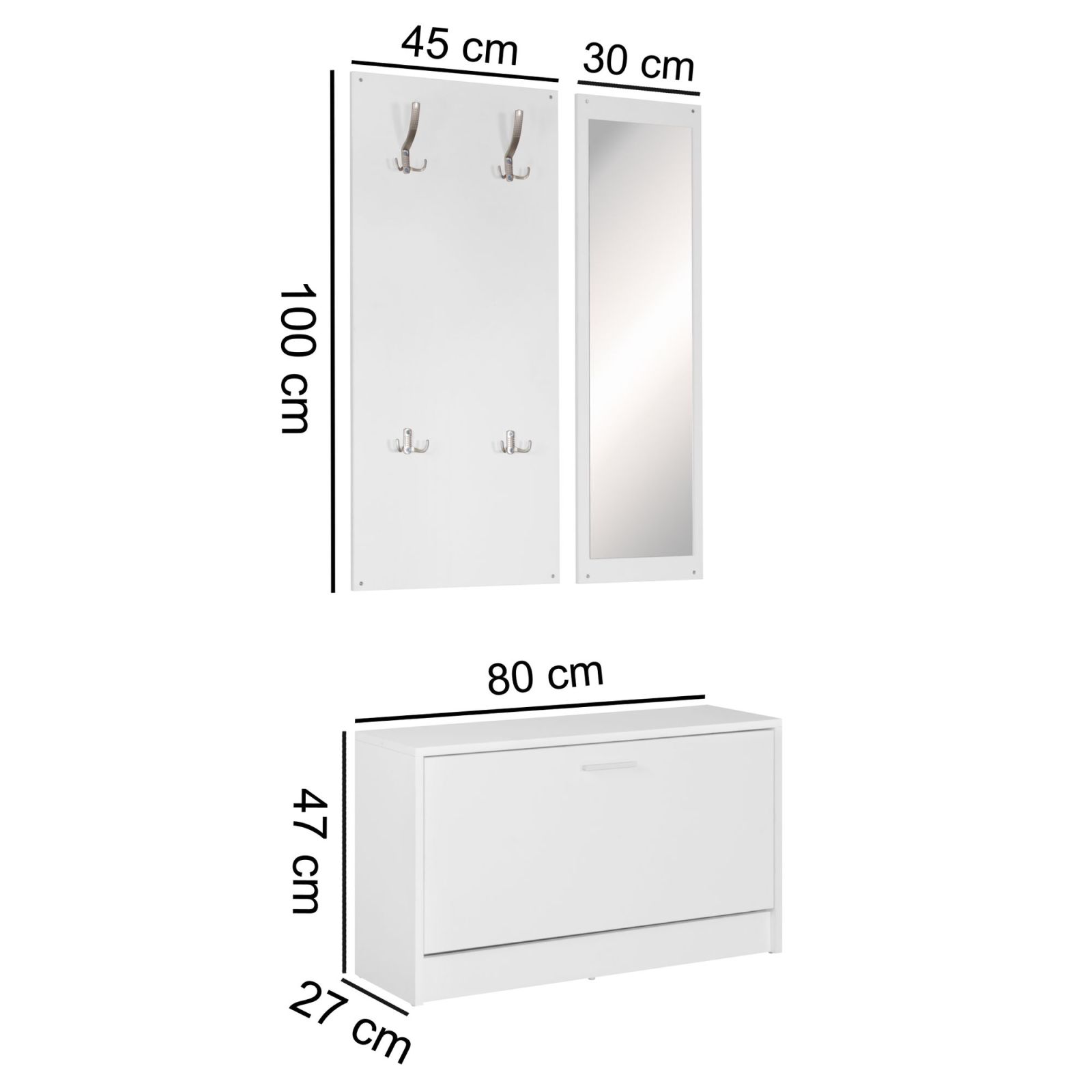 3-teiliges Garderoben-Set - weiß