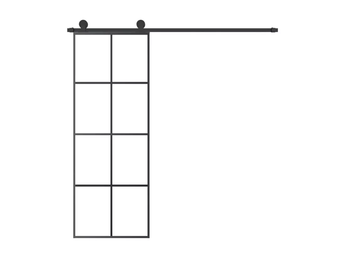 Porte coulissante avec kit de quincaillerie 76x205 cm Verre ESG
