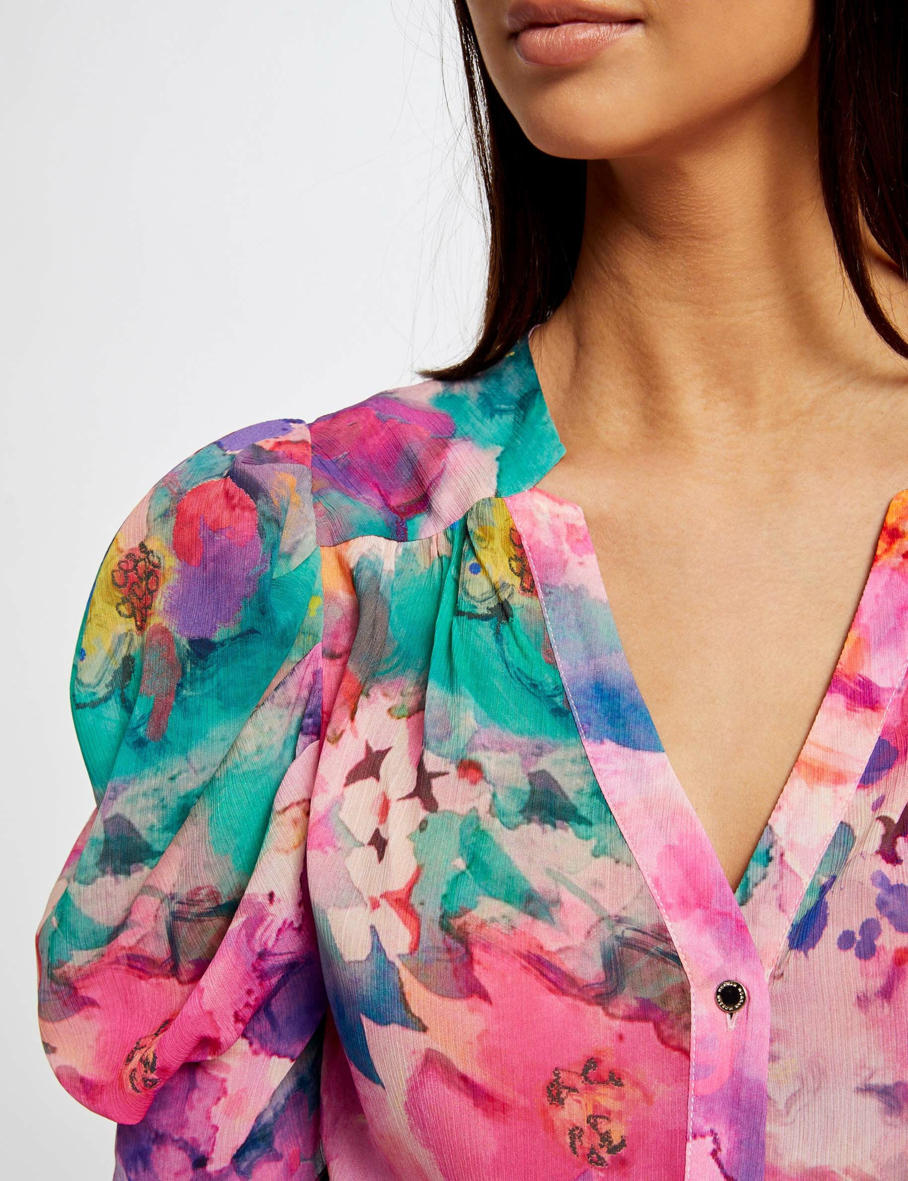 Chemise manches courtes imprimée multico femme - multico
