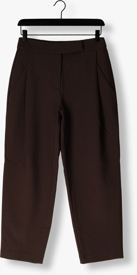 bruine co'couture wijde broek vola carrot pleat pant
