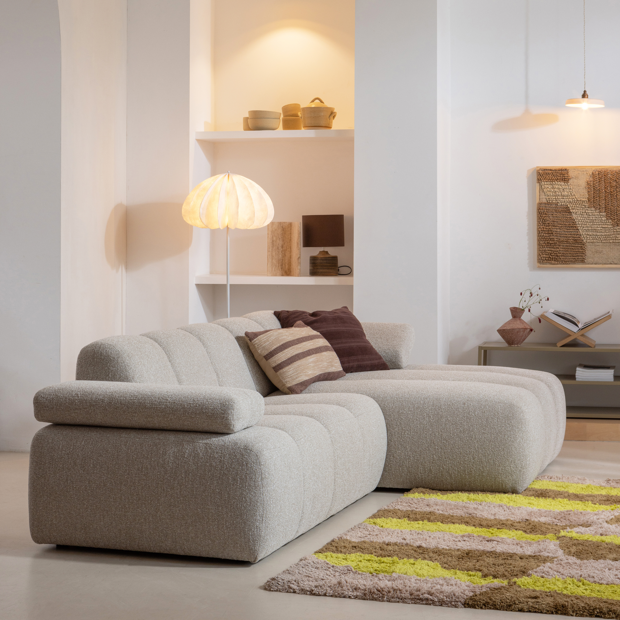 Chaise Longue Mojo Element Mojo Chaise Longue Element Rechts - Bouclé - Roestbruin Melange