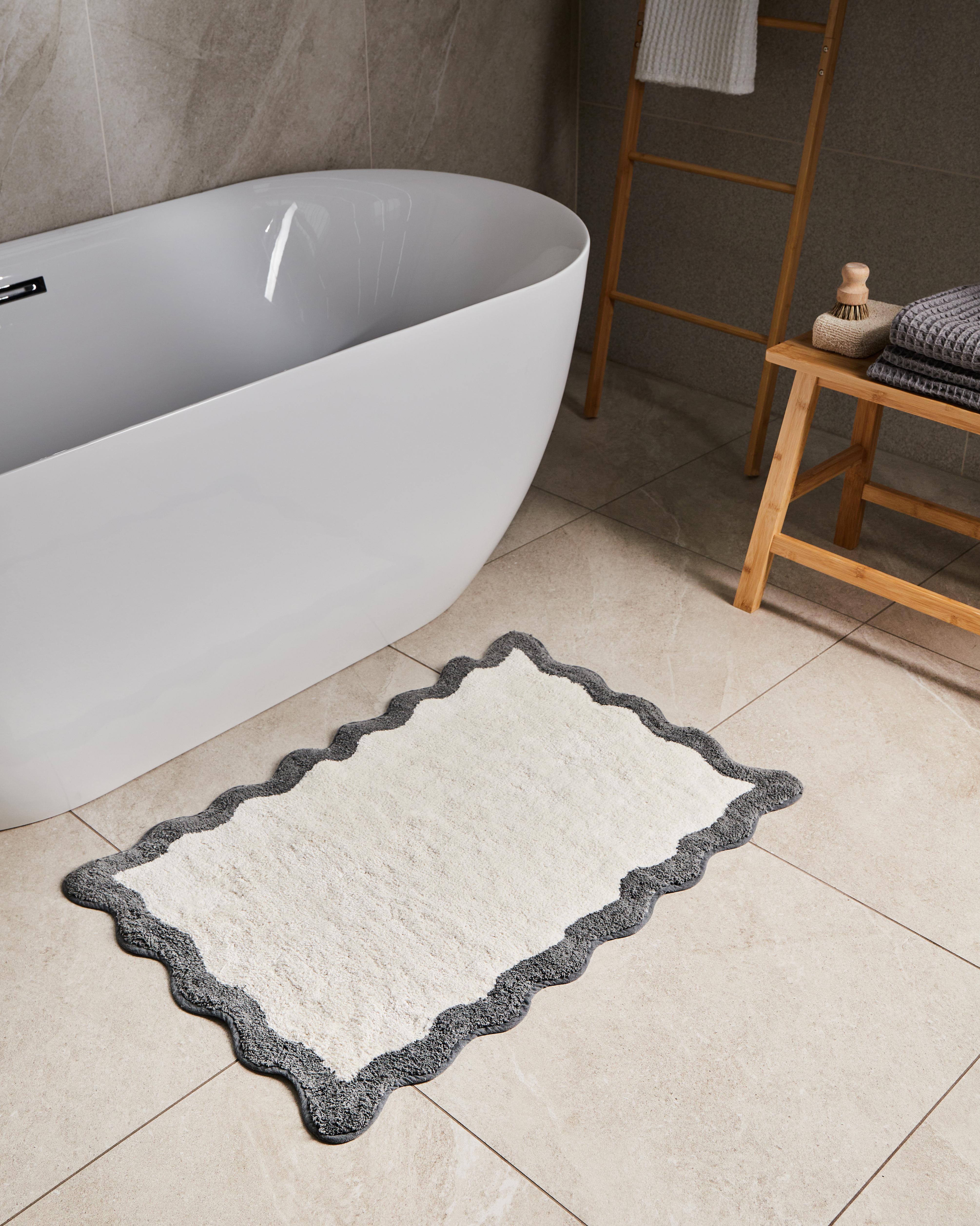 Badmat NANGAL Grijs/beige 60 x 90 cm Katoen