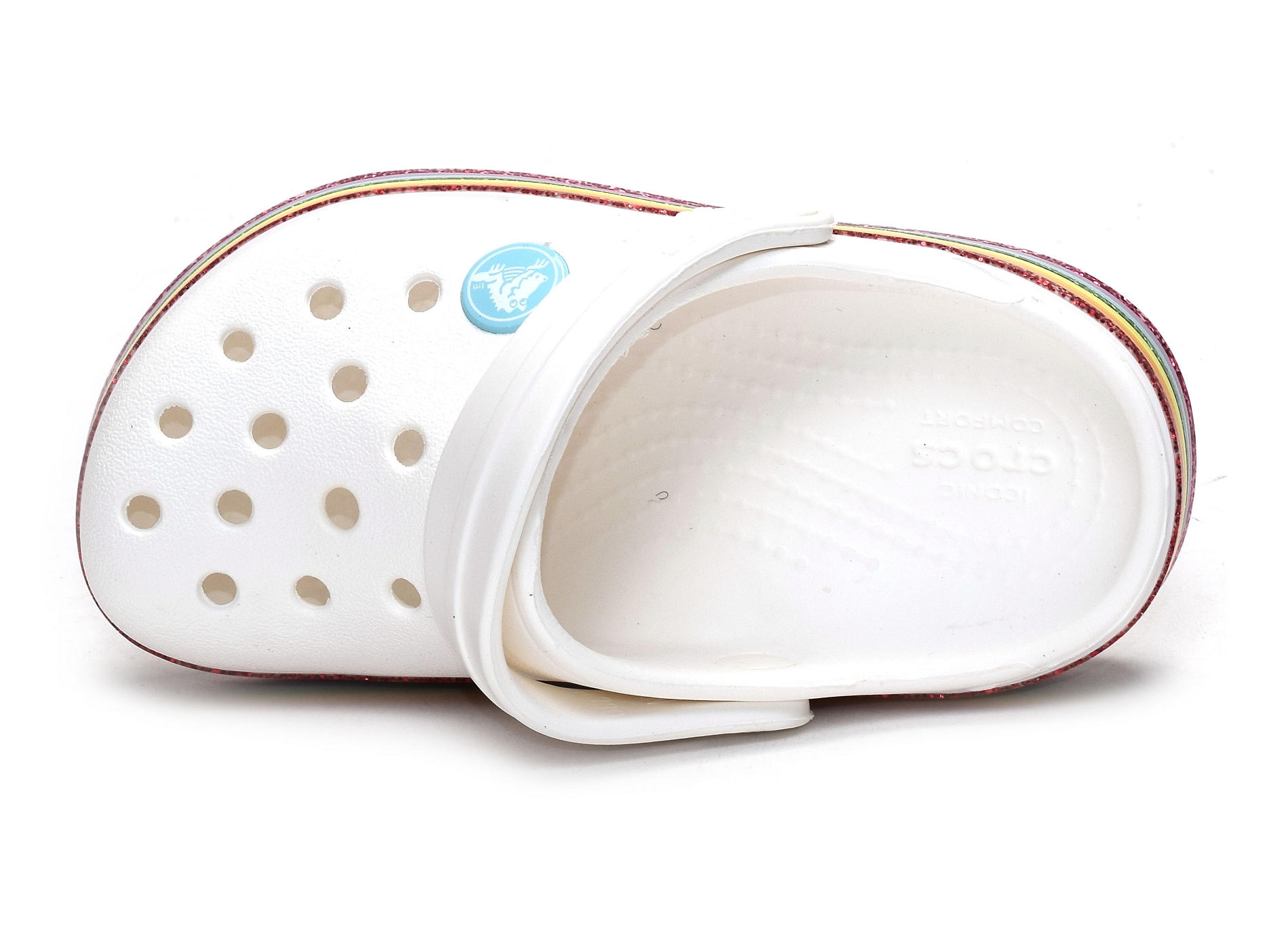 Crocband rainbow blanc