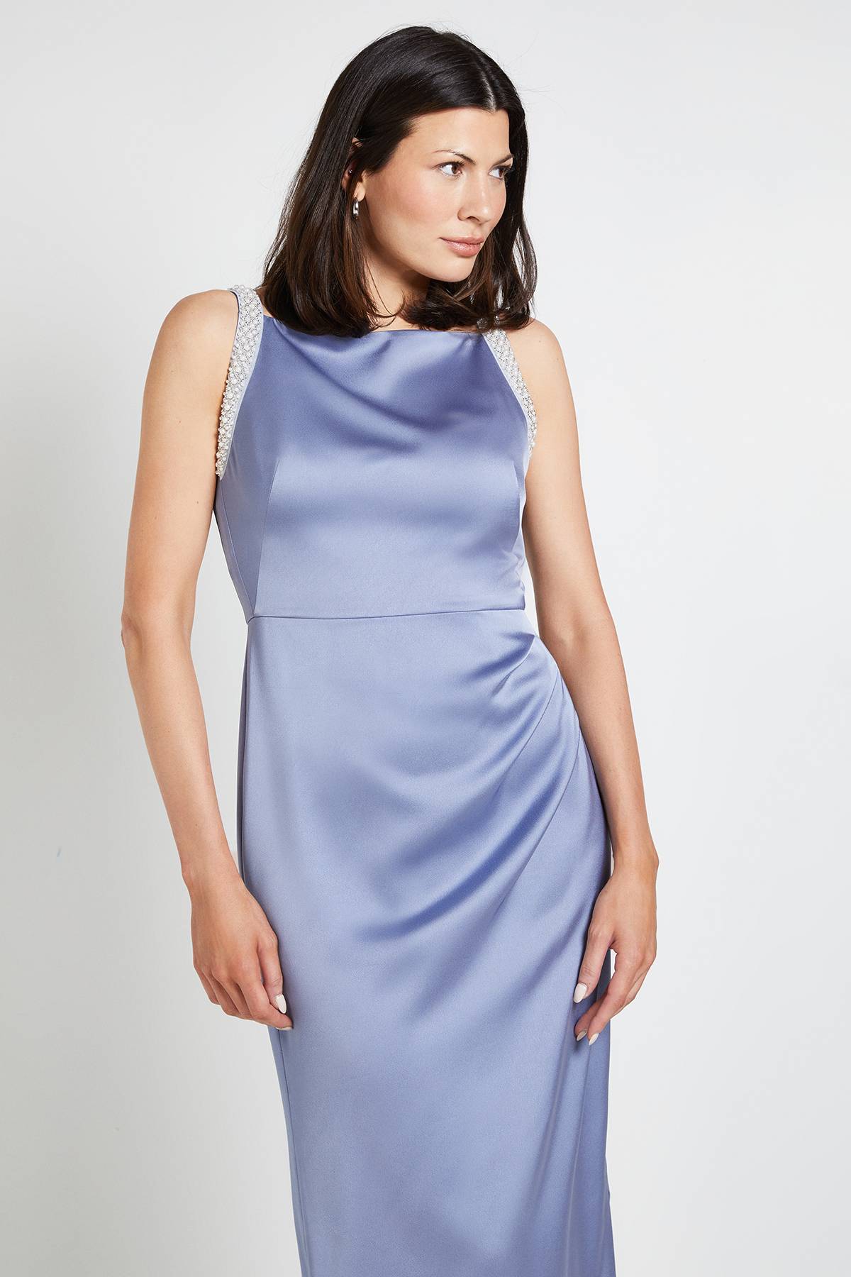 Wallis Robe Mi-longue En Crêpe Ornée De Détails