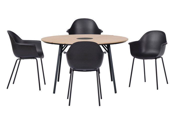 Havebord Montana teaklook Ø130 cm - Sunlife