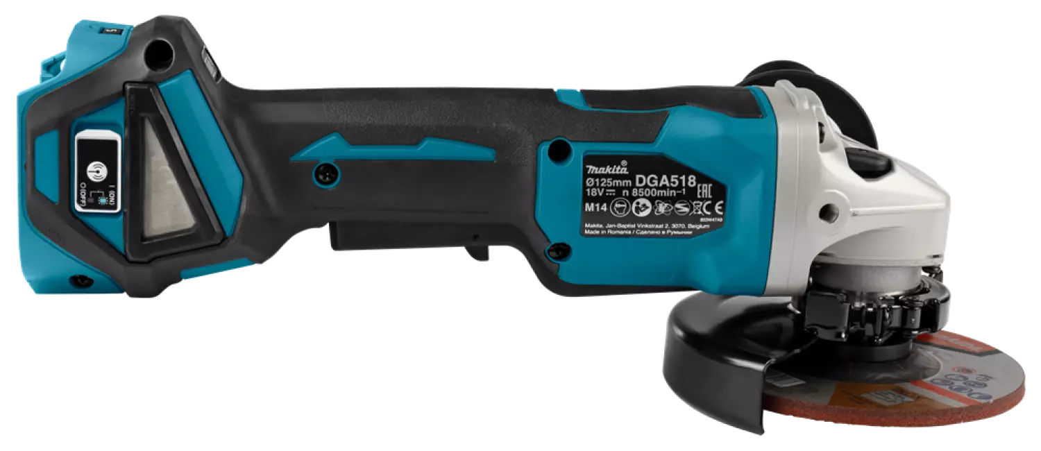 Makita DGA518ZJU 18V Li-Ion Accu AWS haakse slijper body in Mbox - 125mm - koolborstelloos