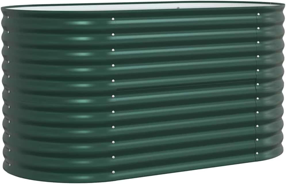 vidaXL Garten-Hochbeet Grün 160 x 80 x 81 cm Stahl, Stylischer Stahlblumenkübel, modernes Garten-Deko, minimalistische Hochbeet, robuster Outdoor-Gartenartikel für Terrassen