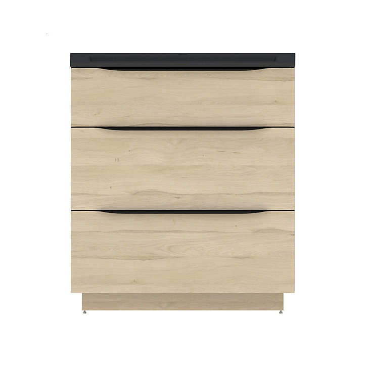 Meuble sous vasque à poser Pamili aspect bois 80 cm + plan vasque en résine noir