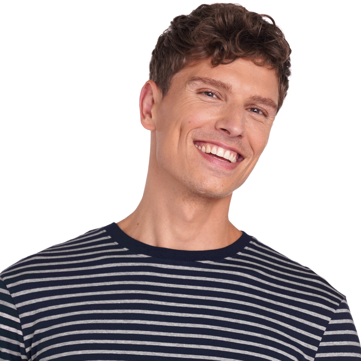 Famy 3 Herren Langarmshirts im Set hellgrau / dunkelblau