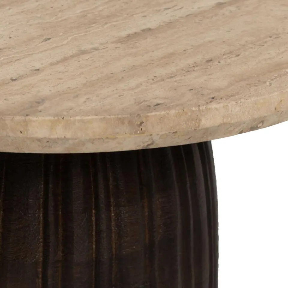 Salontafel Rond - Bruin - Travertin - 60cm - Salontafel Juan