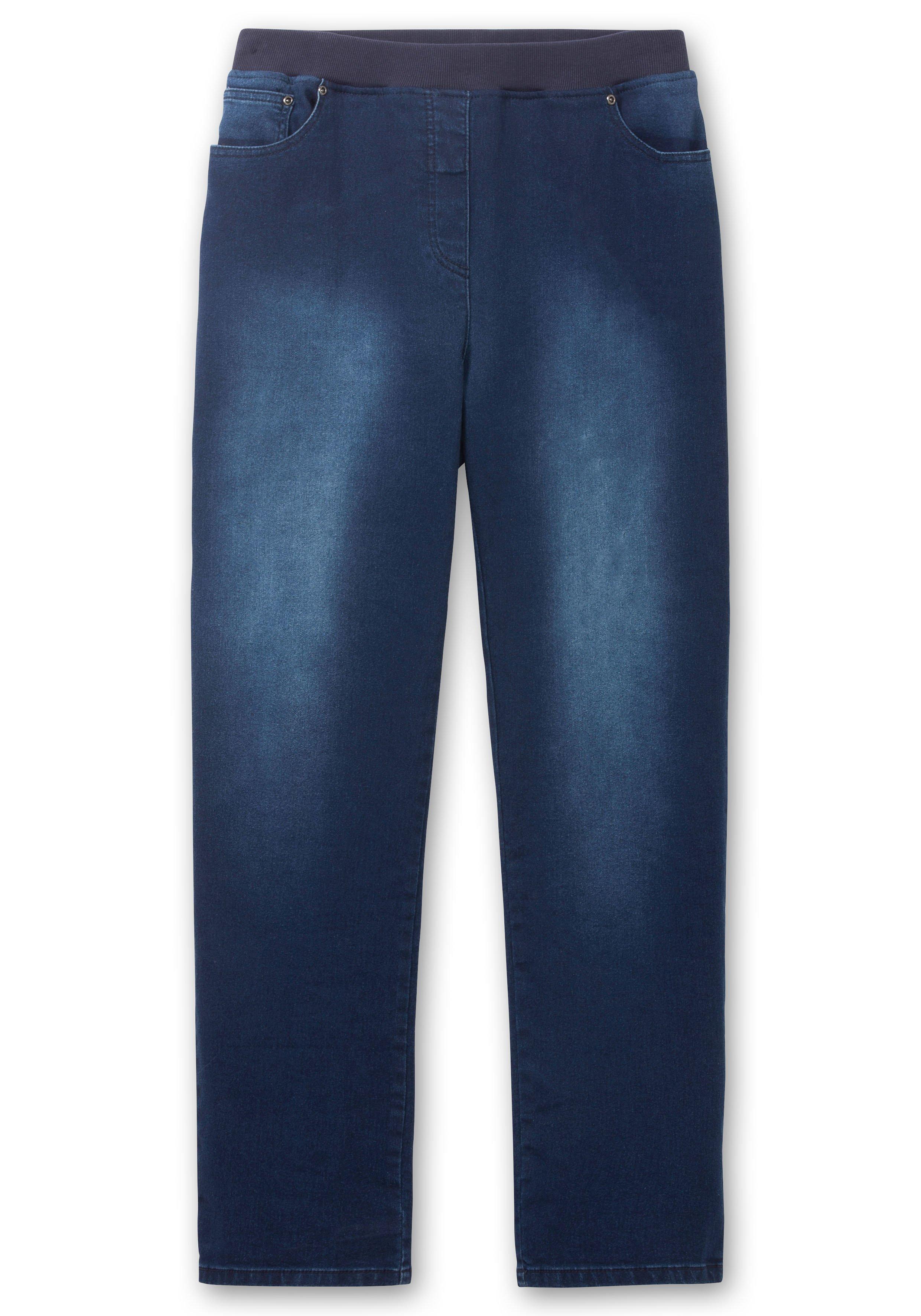 Schmale Jeans mit Rippstrick-Dehnbund