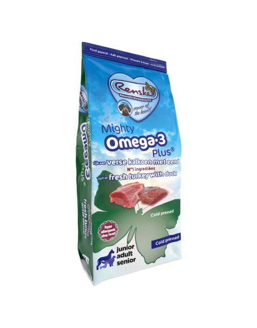 Renske Mighty Omega Plus Koud Geperst - Hondenvoer - Kalkoen Eend 12 kg
