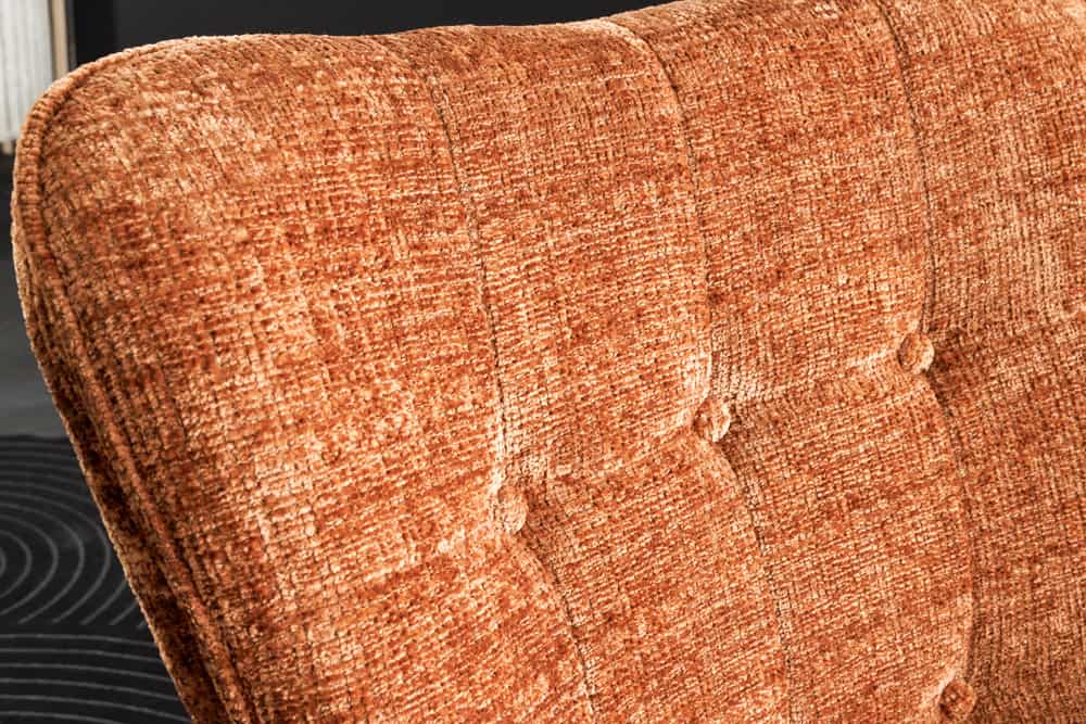 Design Sessel SCANDINAVIA rost braun Chenille Cremona schwarz Metall mit Armlehne