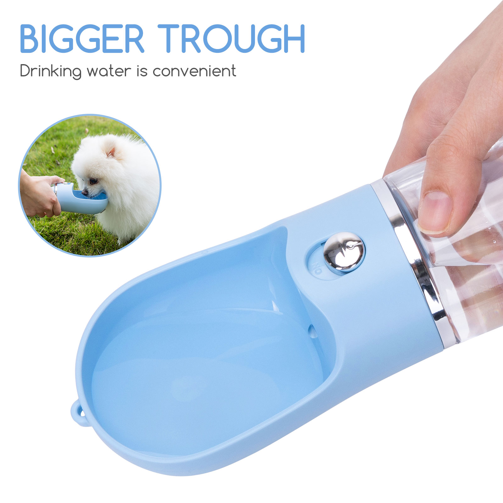 Garrafa de água portátil Nobleza para cães, 380ml, feita com material de qualidade alimentar, ideal para animais de estimação que gostam de atividades ao ar livre, caminhadas e viagens.