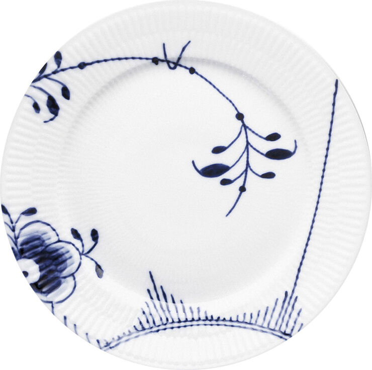 Royal Copenhagen Blå Mega Riflet 22 cm. tallerken Hvid, blå