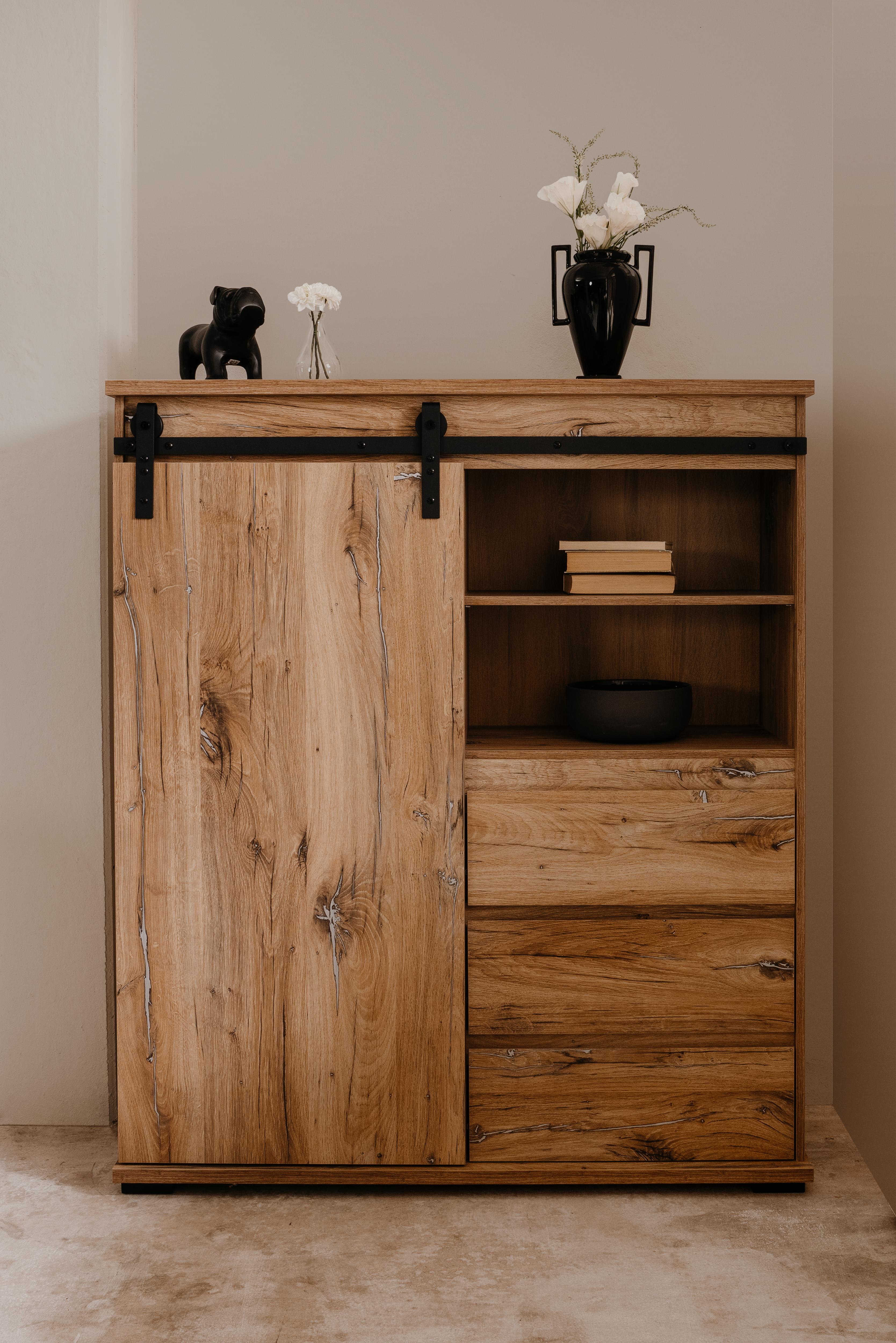 MANZANO BUFFET HAUT PORTE COULISSANTE 120X140X40CM