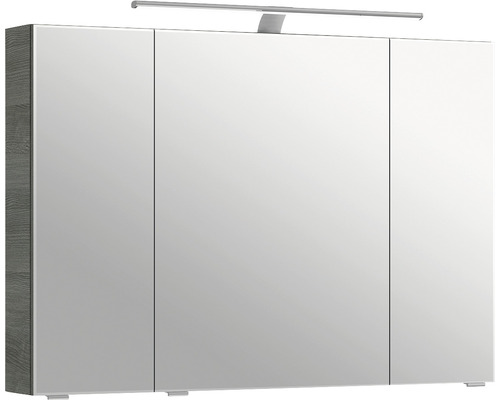 Spiegelkast serie 6005 Sprint 98 x 17 x 70,3 cm grafiet structuur horizontaal 3-deurs LED IP 20