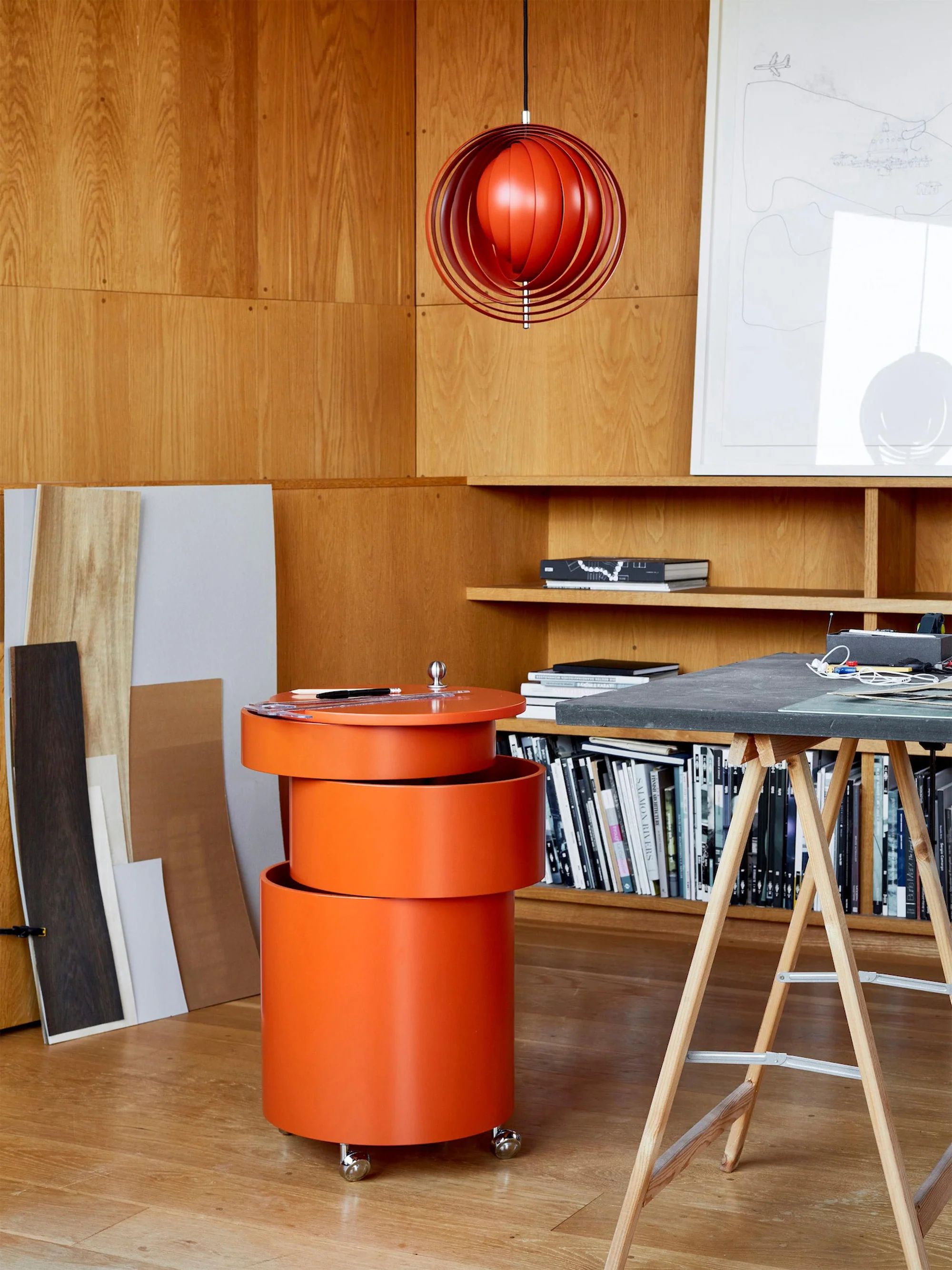 Ronde rolcontainer Barboy, design Verner Panton
