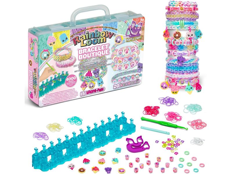 BANDAI Rainbow Loom Bracelet Boutique Set Armbandherstellung mit 4000 Gummibändern