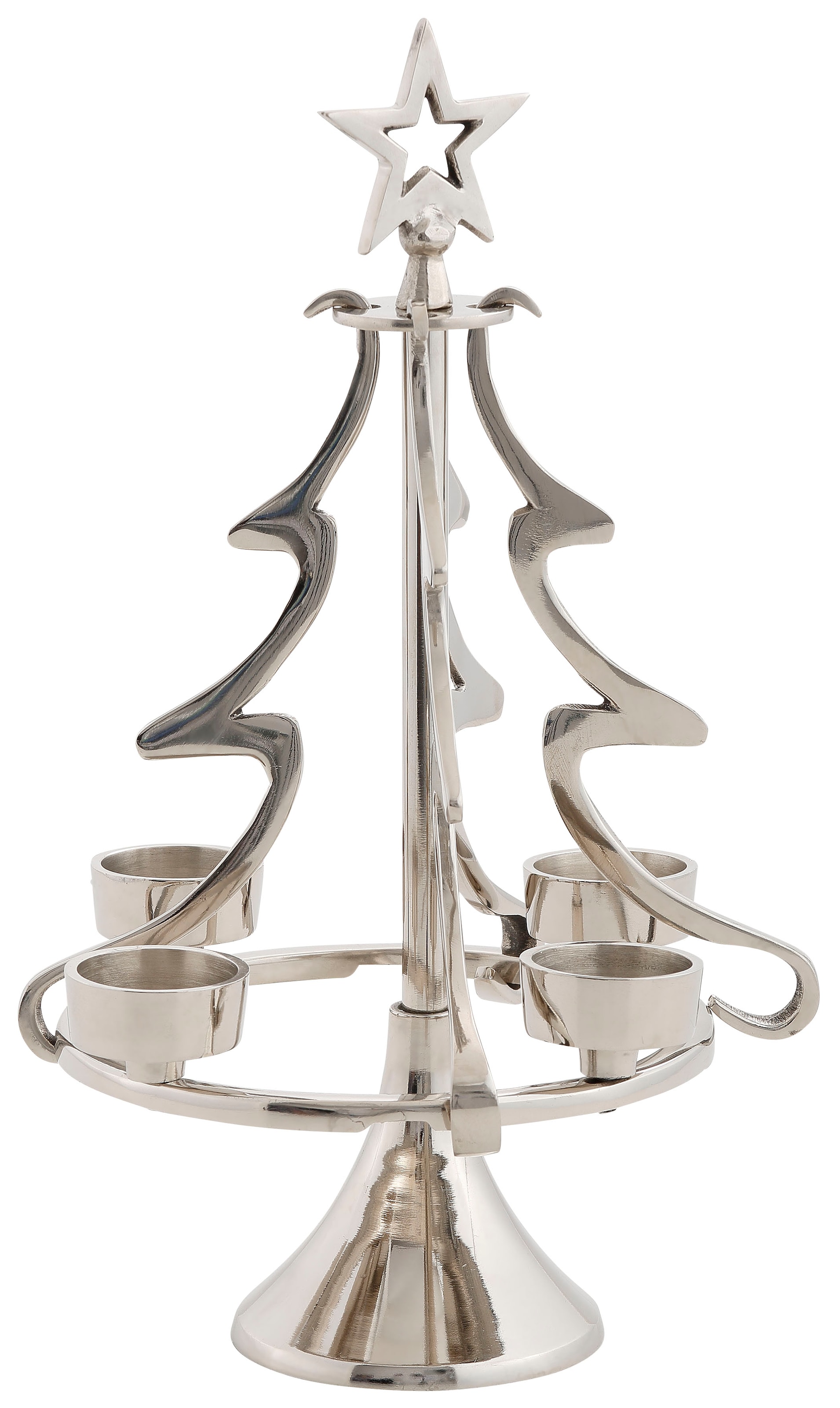 my home Adventsleuchter »Jason, Weihnachtsdeko« Kerzenhalter im besonderen Design, Tannenbaum aus Aluminium