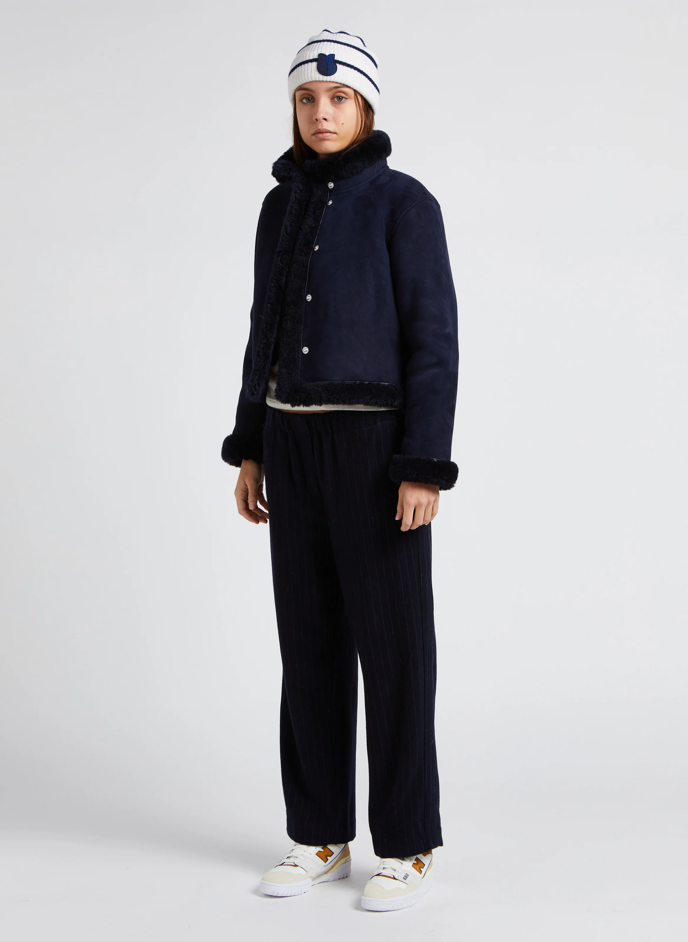 PENNY - Pantalon droit en laine mélangée | Bleu