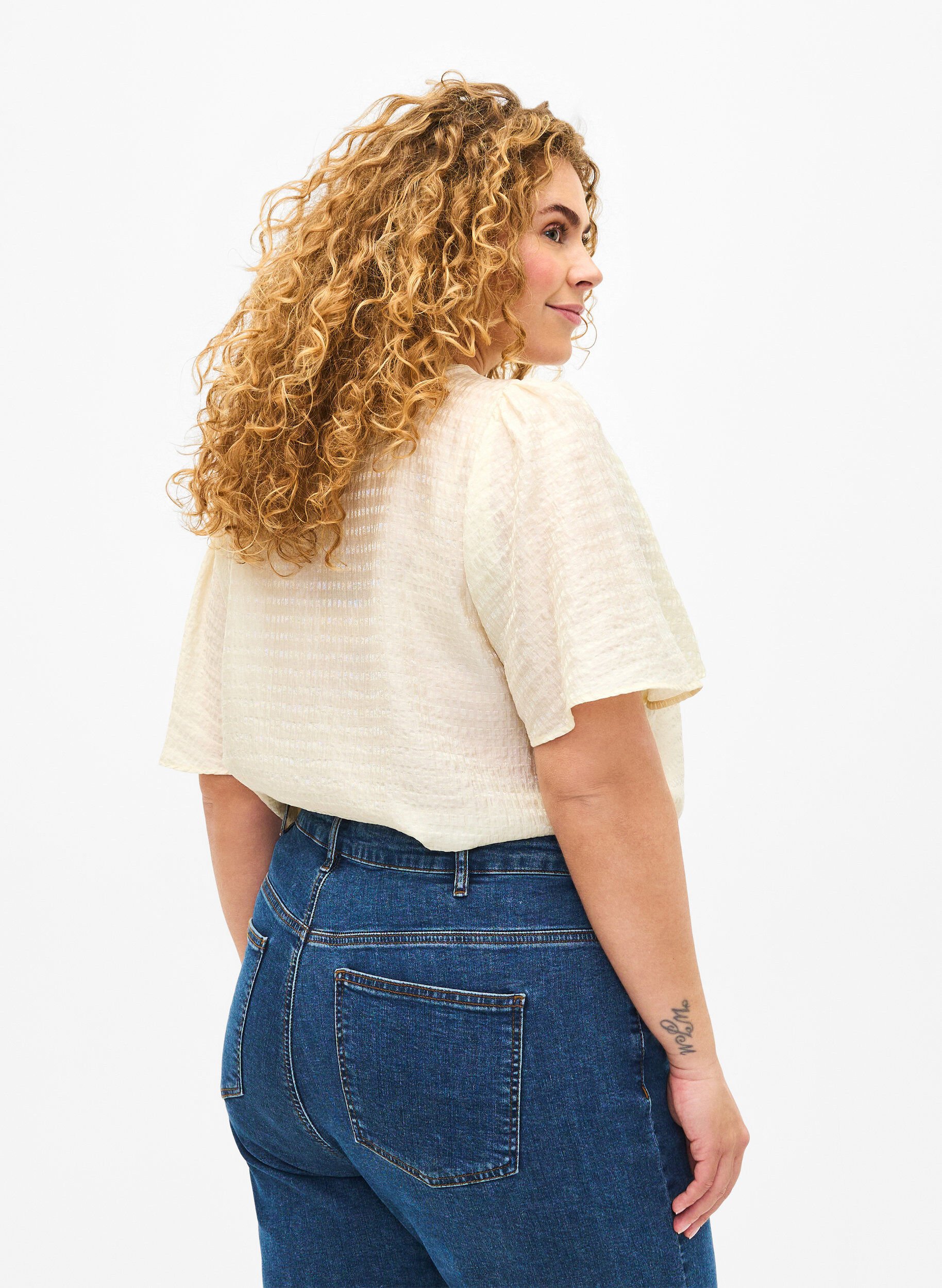 Lyocell skjortebluse med tekstur