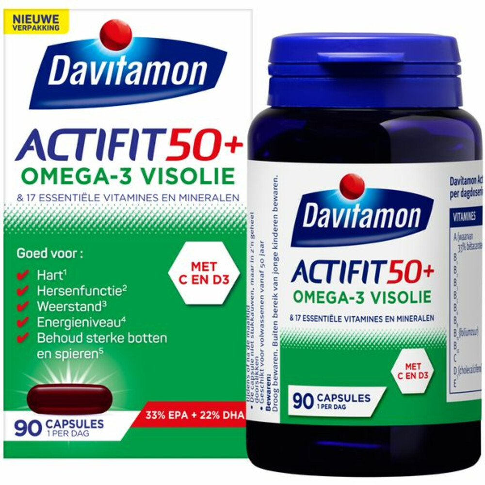 2x Davitamon Actifit 50+ Omega-3 Visolie90 capsules