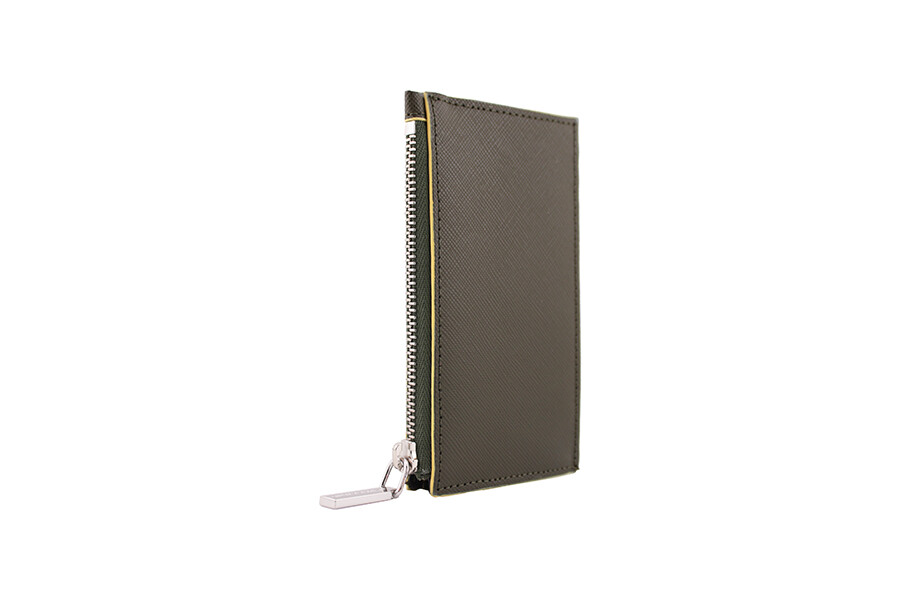 Stair Saffiano zip cardholder olive