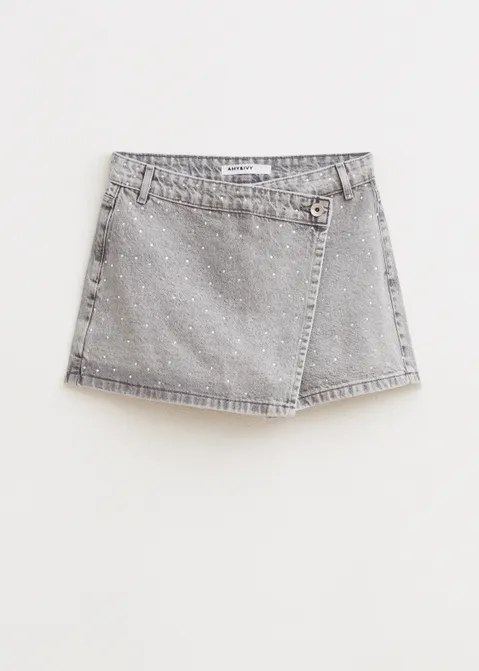 Denim skort met glitter grijs (GRS.UM)