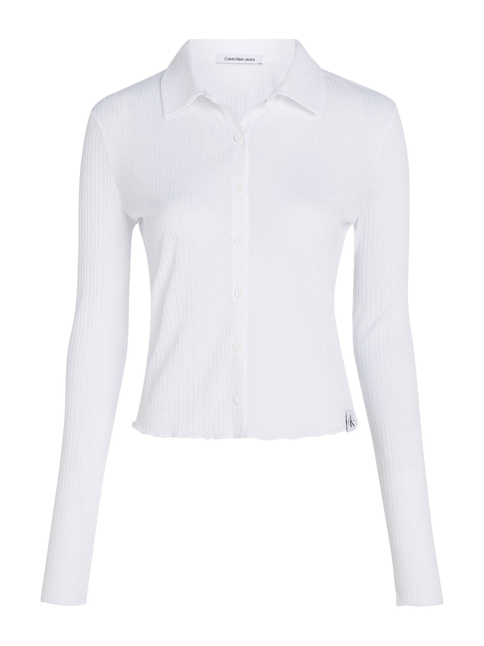 CALVIN KLEIN JEANS| Damen Bluse SHEER RIB BUTTON DOWN SHIRT Langarm