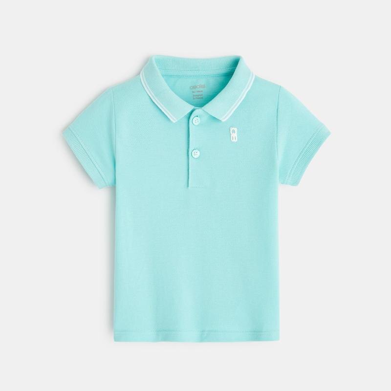 Polo maille piquée uni bleu bébé garçon Bleu