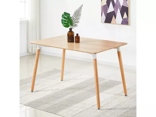 Halo - Table Rectangulaire Style Scandinave - Effet Chêne - Marron