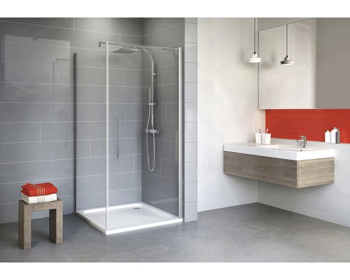 Douchedeur met zijpaneel SCHULTE Alexa Style 2.0 ExpressPlus 80 x 80 cm, aluminium profiel, helder glas met vuilafstotende coating, linksdraaiend, rechtsdraaiend