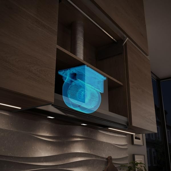 Siemens LJ67BDP60 iQ500, Integrierte Designhaube, 60 cm, Made in Germany, Nahtlose Integration, iQdrive Motor, Intelligente Dunstabzugsautomatik, Glasschirm, Klarglas schwarz bedruckt, Mattschwarz