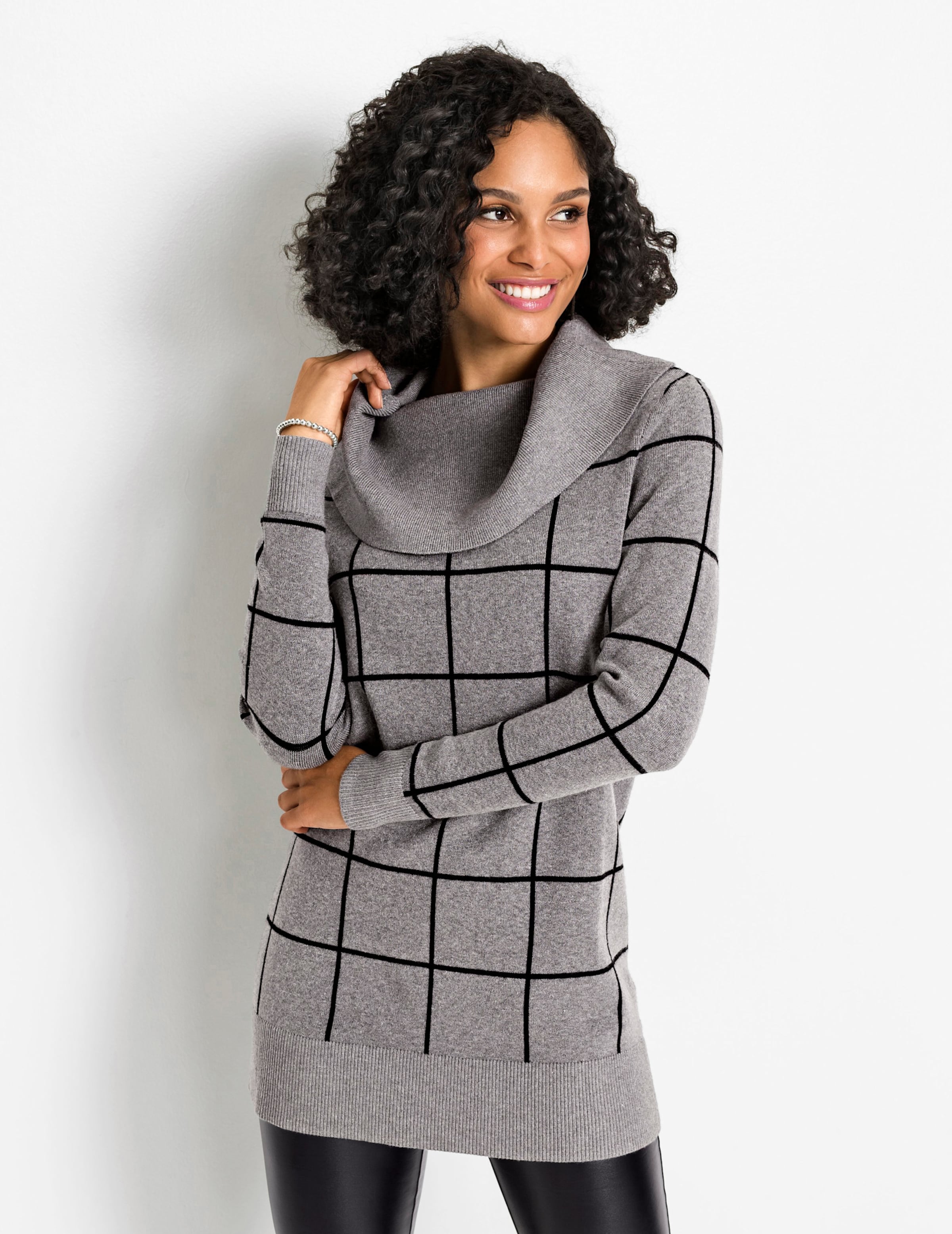 Jacquardpullover in grau-meliert