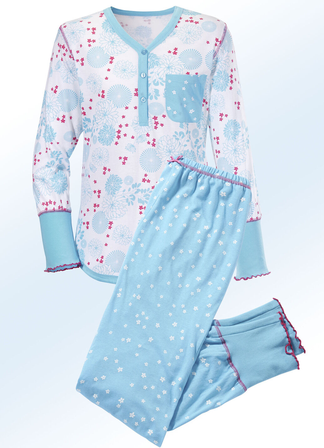 Pyjama mit Bündchen und Knopfleiste