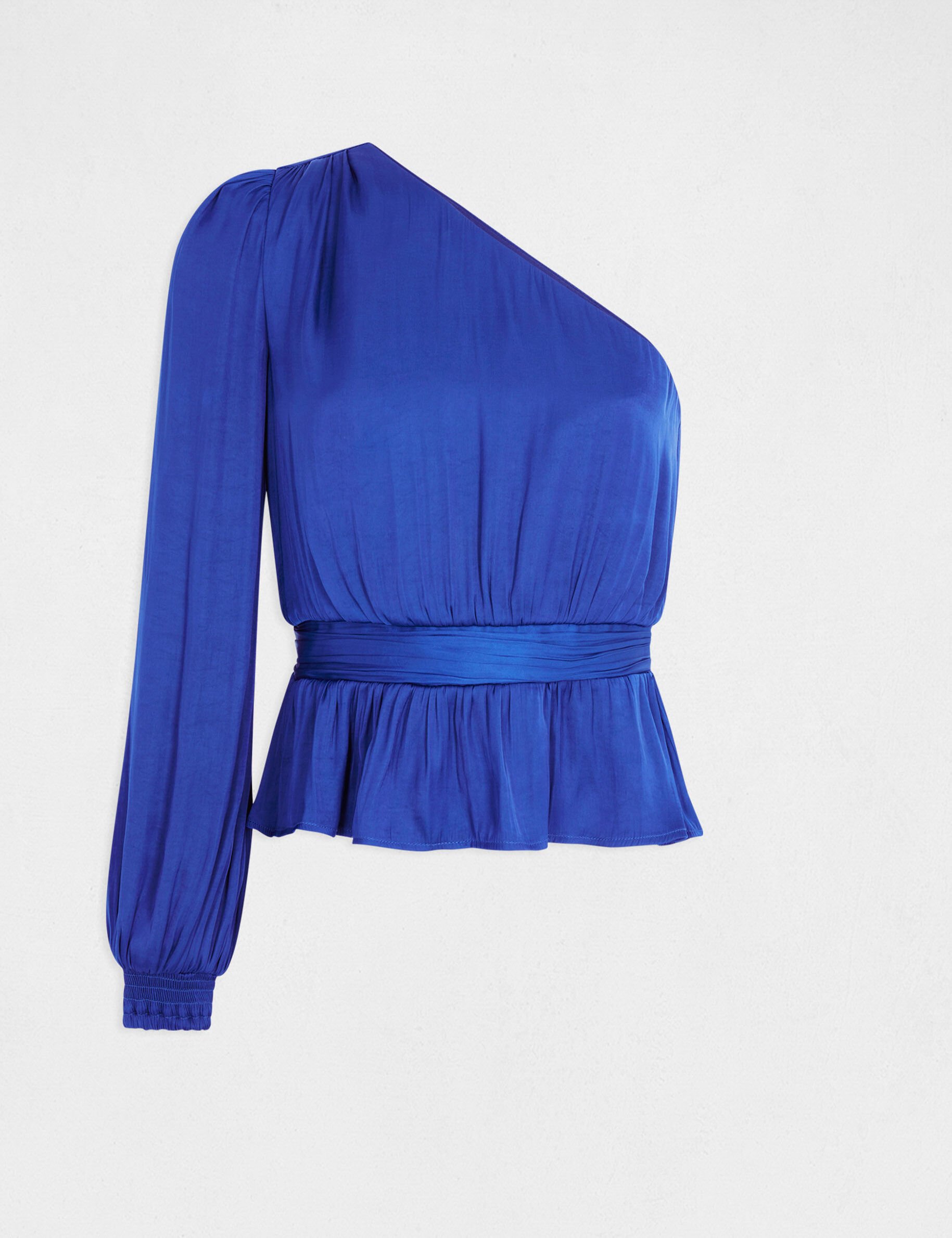 Blouse asymétrique smockée bleu electrique femme - bleu_electrique
