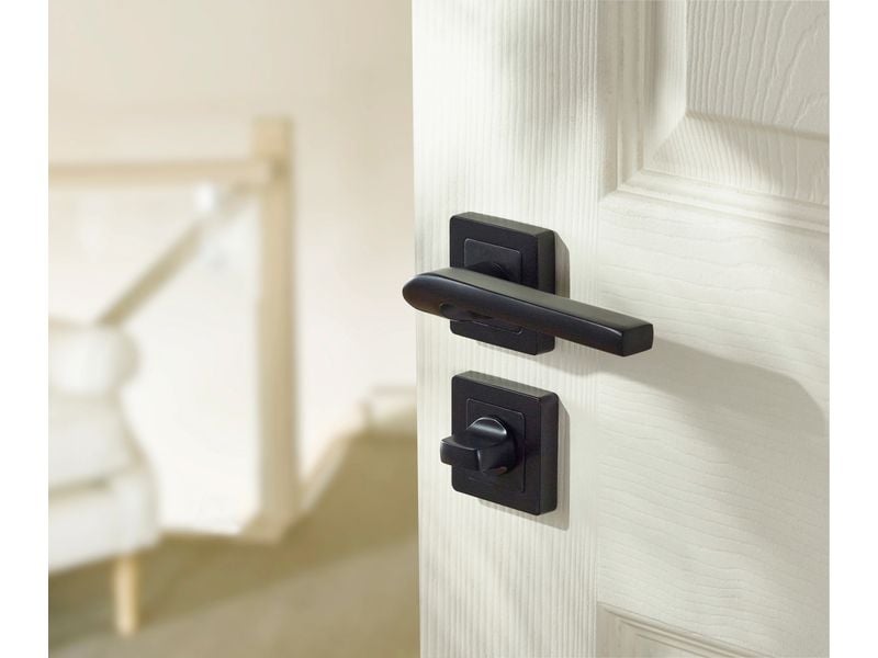 Yale Türgriff Siena für Badezimmertür Schwarz Türgriff mit Knaufrosette, 8x8 mm