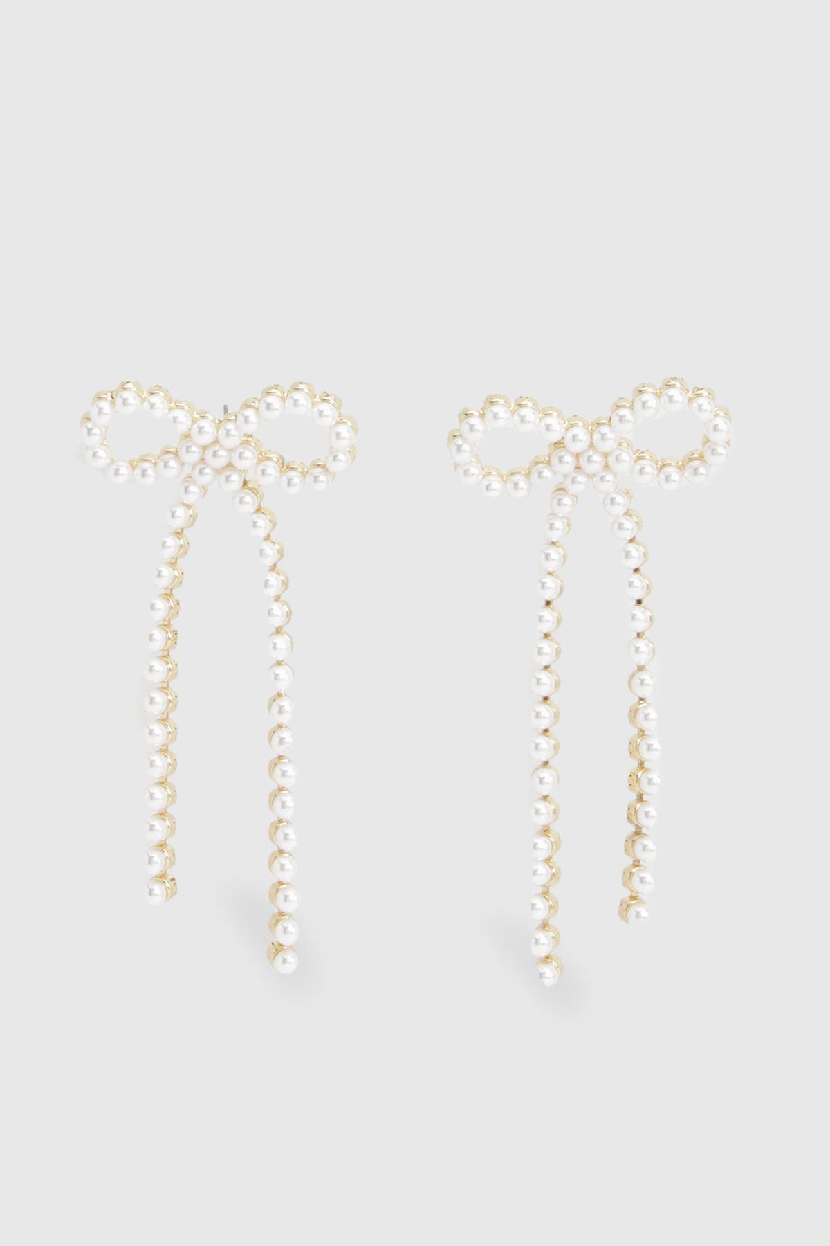 KarenMillen Boucles d'Oreilles Nœud Perle