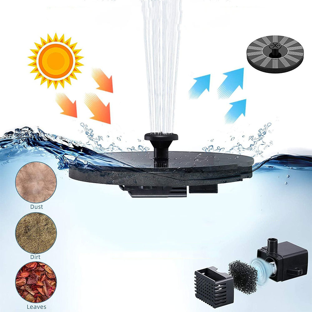 (Ø16cm) Schwimmender Solar Springbrunnen Vogel Bad Gartenteich Fontäne