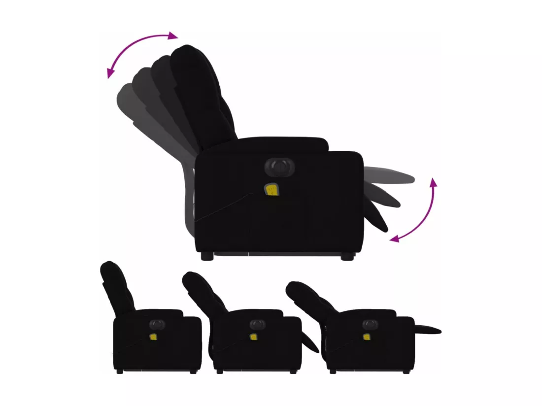 Fauteuil inclinable massant électrique Noir Tissu