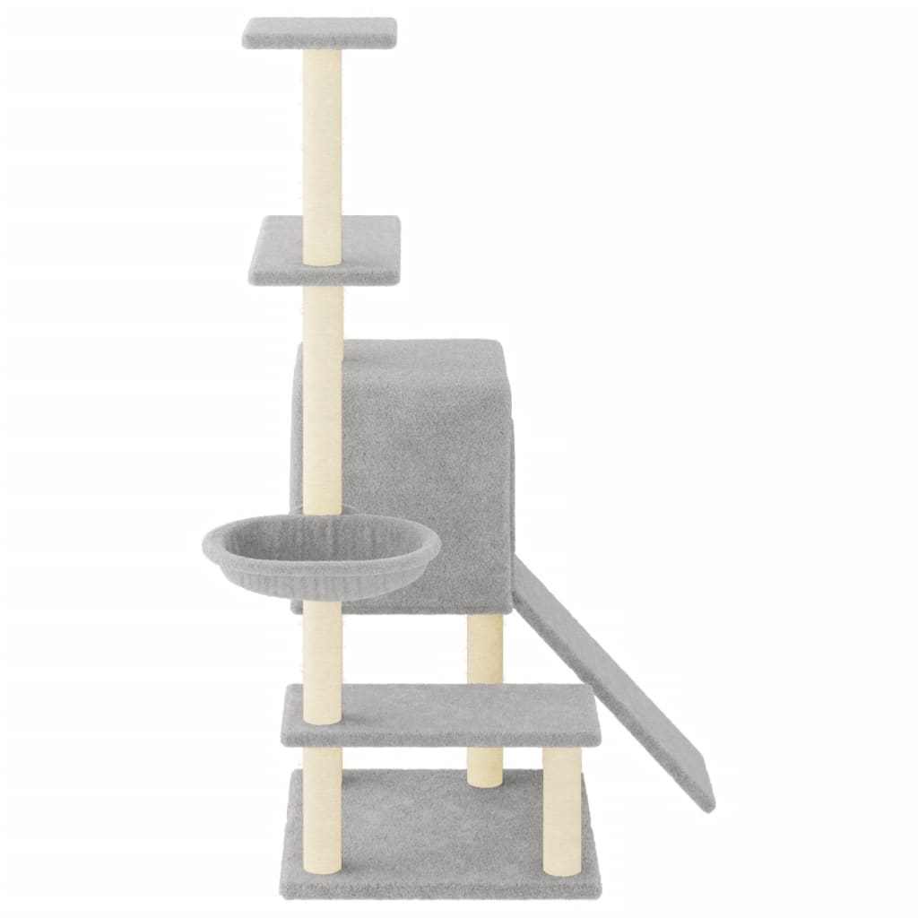 Arranhador para gatos vidaXL com hastes de sisal cinza claro, 130,5 cm