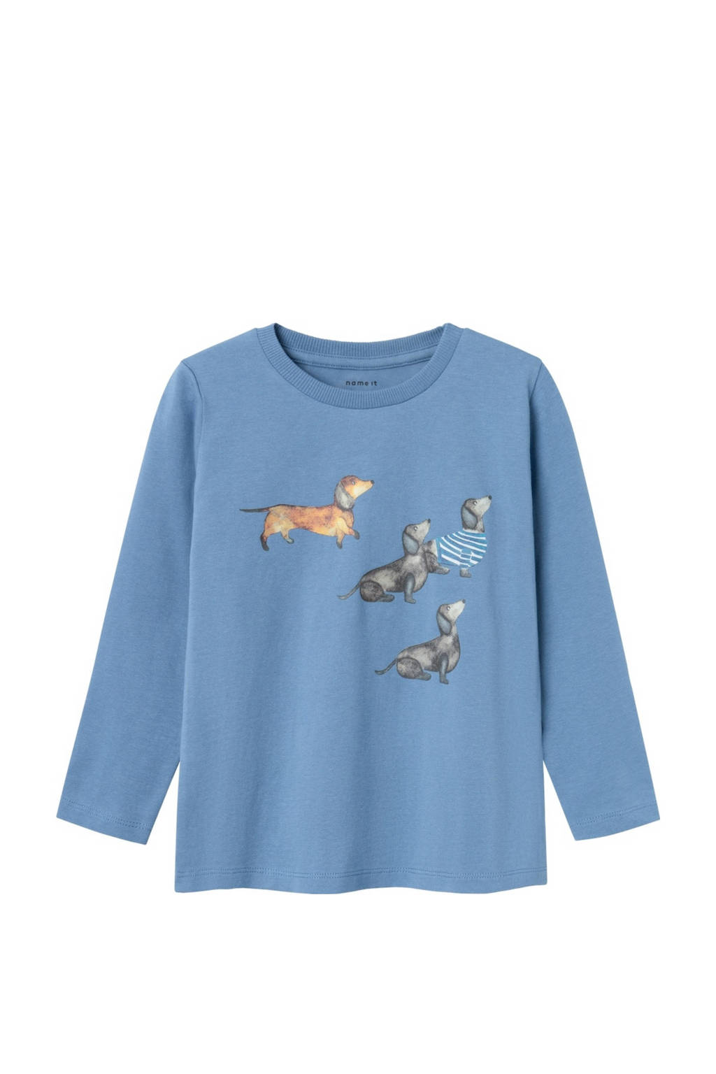 NAME IT longsleeve NMMKELLO met printopdruk middenblauw