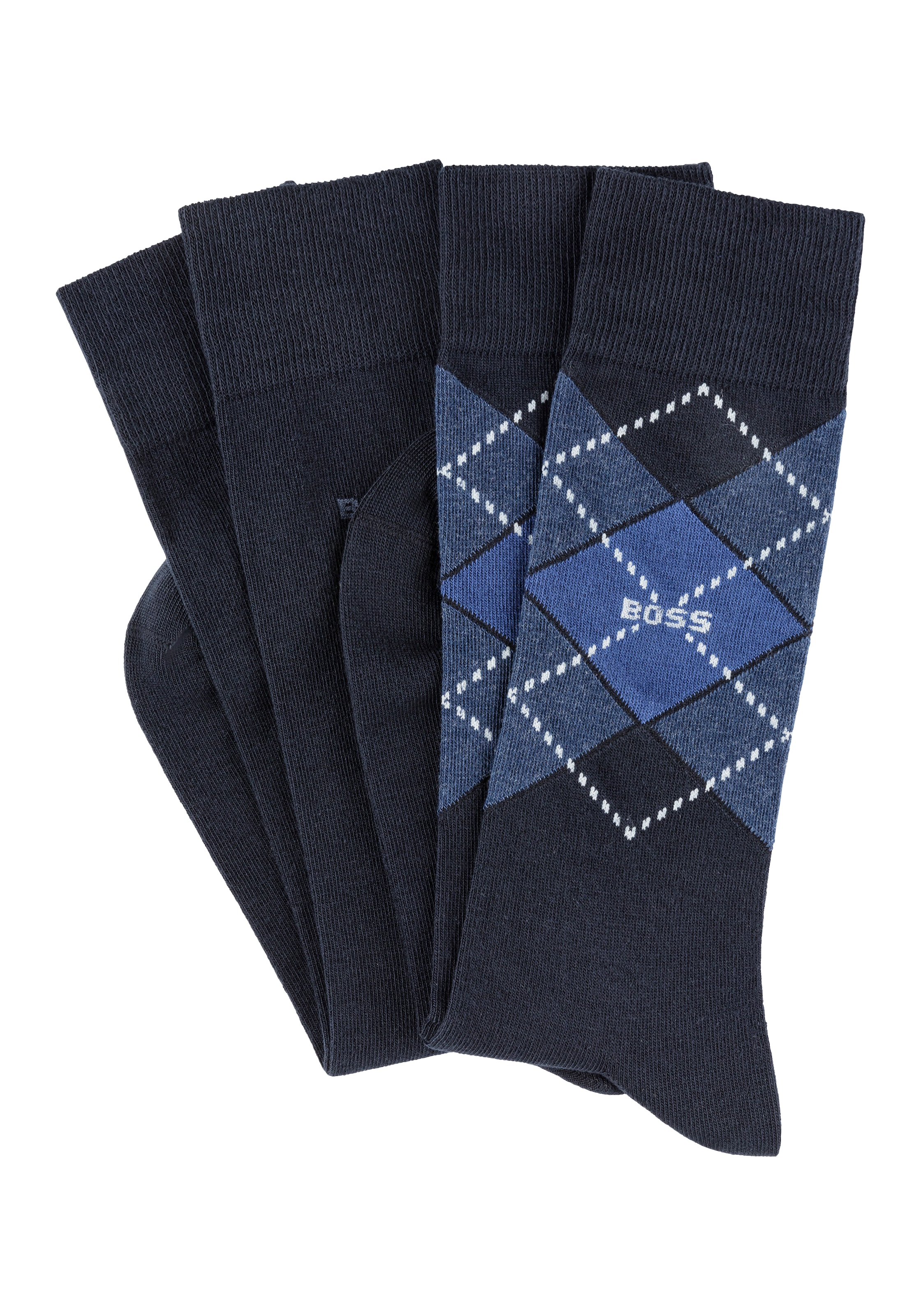 BOSS Socken »2P RS Argyle CC« Packung, 2er Pack, 2 Stk. tlg. mit BOSS Schriftzug