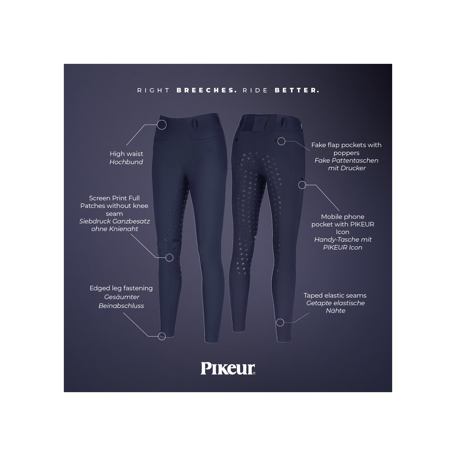 PIKEUR Athleisure Reithose Seamless-Tight Linnett - black