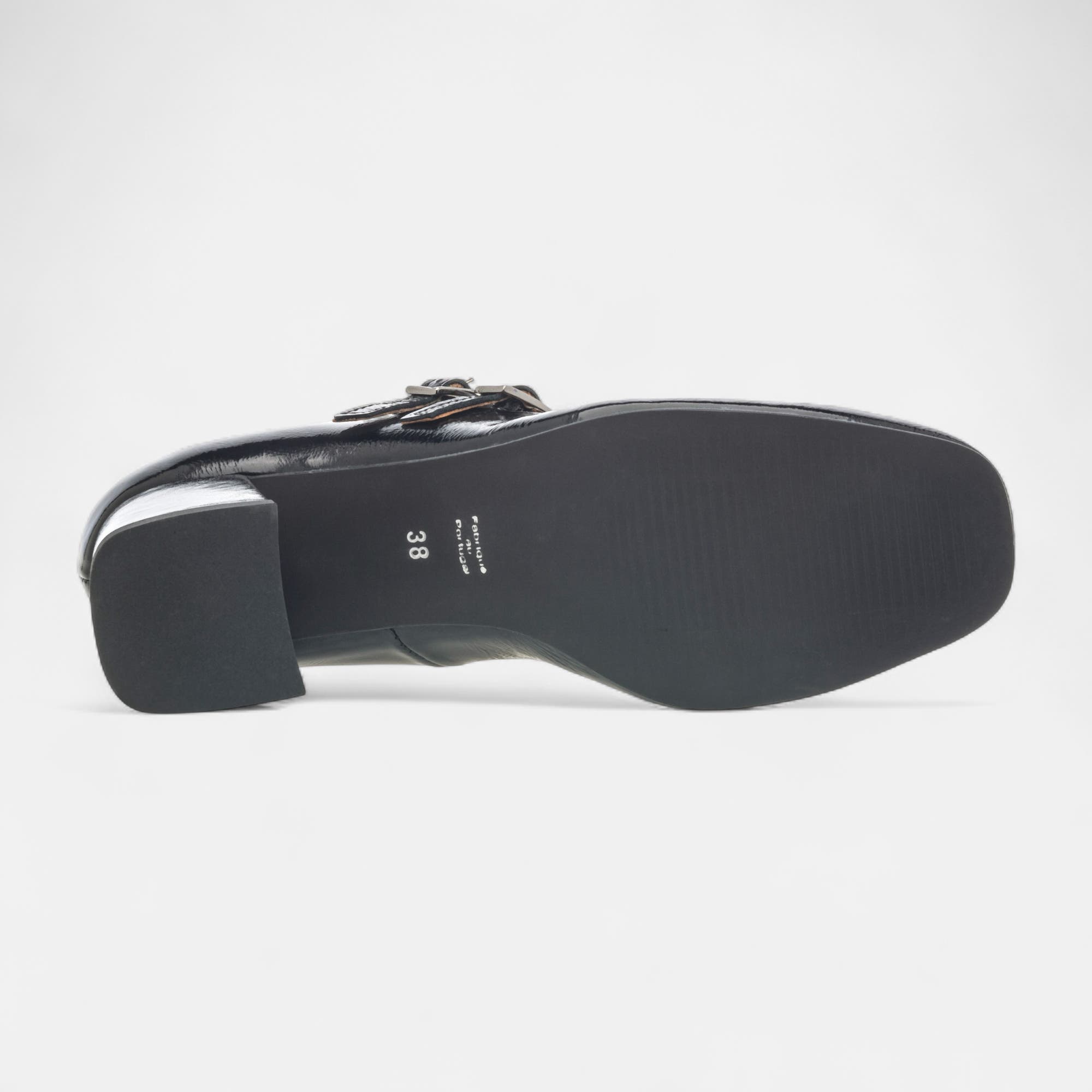 Babies à talon Femme en cuir noir vernis